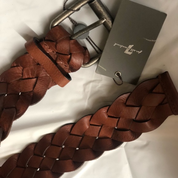 7 for all Mankind braided brown real leather belt size 36 mens - Picture 5 of 5